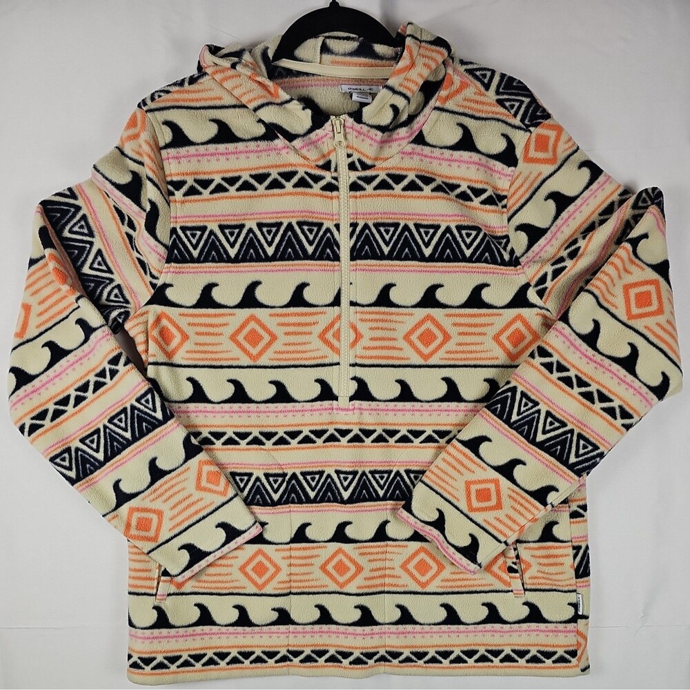 O’Neill Women’s Large Fleece Jacket Full Zip Geometric Wave Print RN 85773